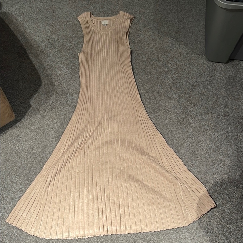 A New Day Tan Ribbed Sleeveless Sheath Maxi Dress